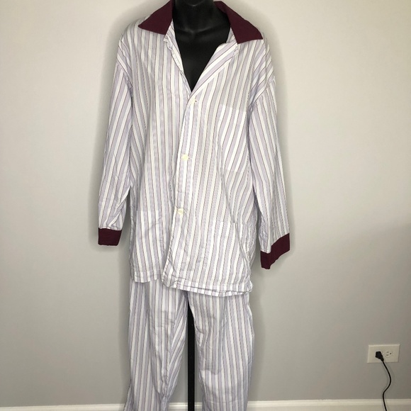 Brioni Other - Brioni Multicolored Striped Shirt Pants Pajama Set 100% Cotton Size Medium Italy